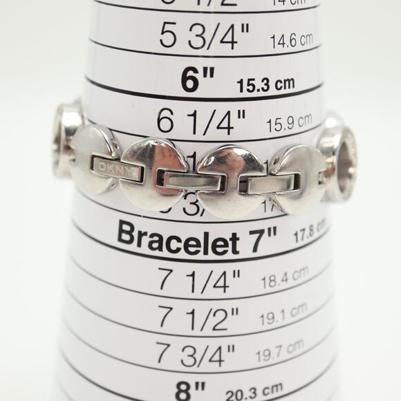 DKNY Womens Silver Tone Jeweled 24mm Watch Circle Link Bracelet w New Battery - Picture 4 of 14